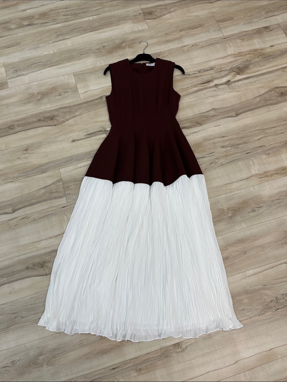 Jonathan Simkhai Wine and White Sleeveless Maxi Gown